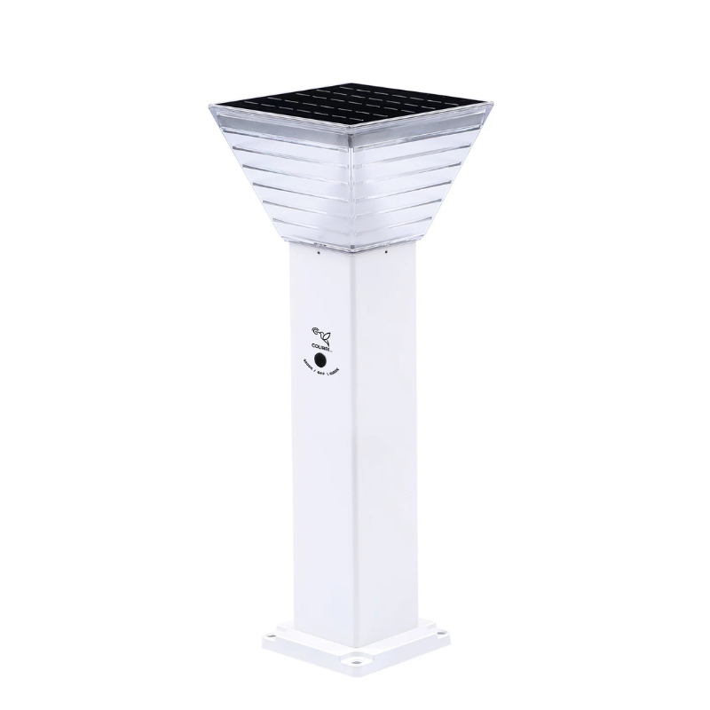 COL11759 COL11759 Borne Solaire Carrée Blanche 80cm. Deuc couleurs d'éclairage 3000Kelvins (Blanc Chaud) et 6000Kelvins (Blanc Froid)